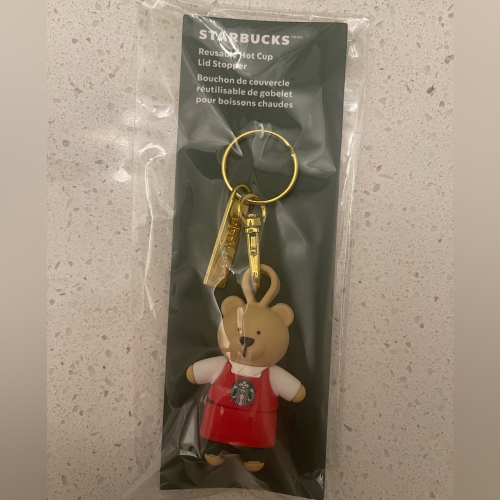 Starbucks Bearista Reusable Hot Cup Lid Stopper keychain